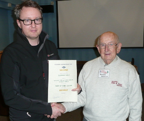 Tony with the certificate for 2nd in Top of the Clubs competition