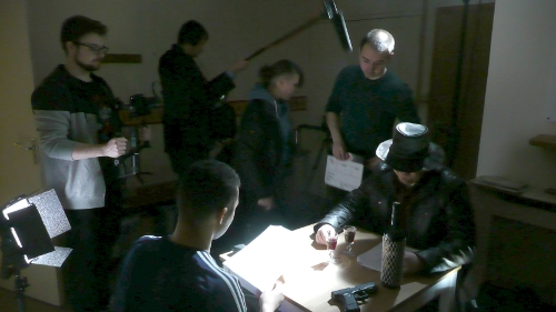 Leon, Krzys, Gabi, Tom, Dan  and Eric filming tension