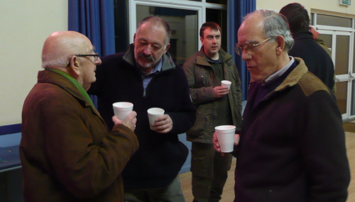 Peter Lang talking to Bernard  and Brian during tea break