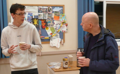 James Carson-Kerrigan talking to Oli in the tea break