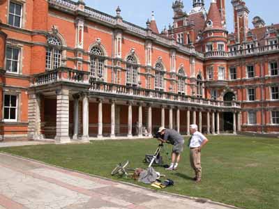  06. The professor waiting for his cycling scene at The Royal Holloway College at Egham